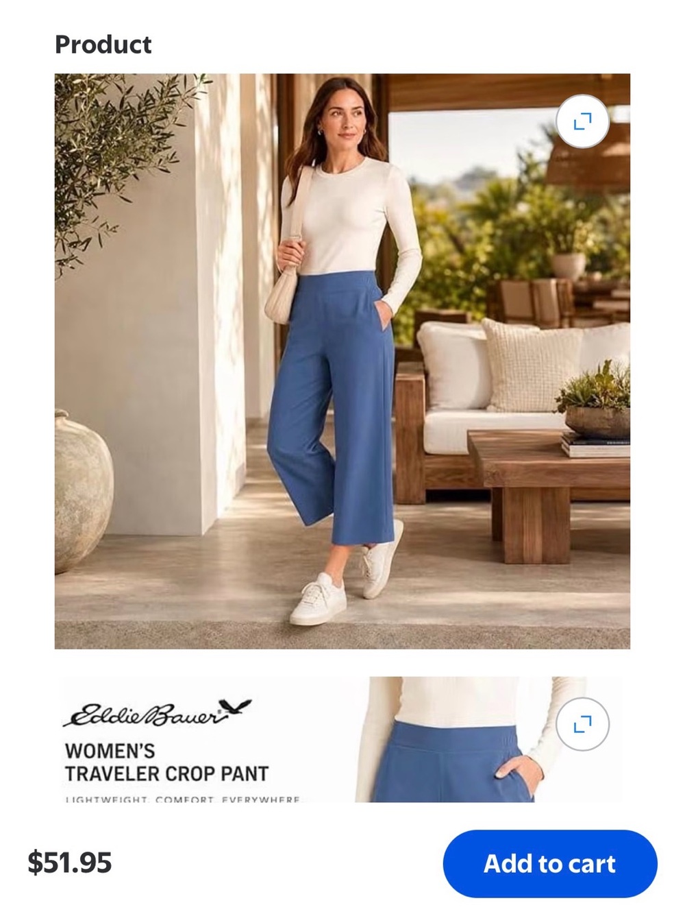 Eddie Bauer Women's Traveler Crop Pants in Blue